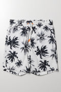 Palm Print Swim Shorts Black & White