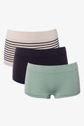 3 Pack Stripe Seamfree Boyleg Panties Green, Black And Natural (1)