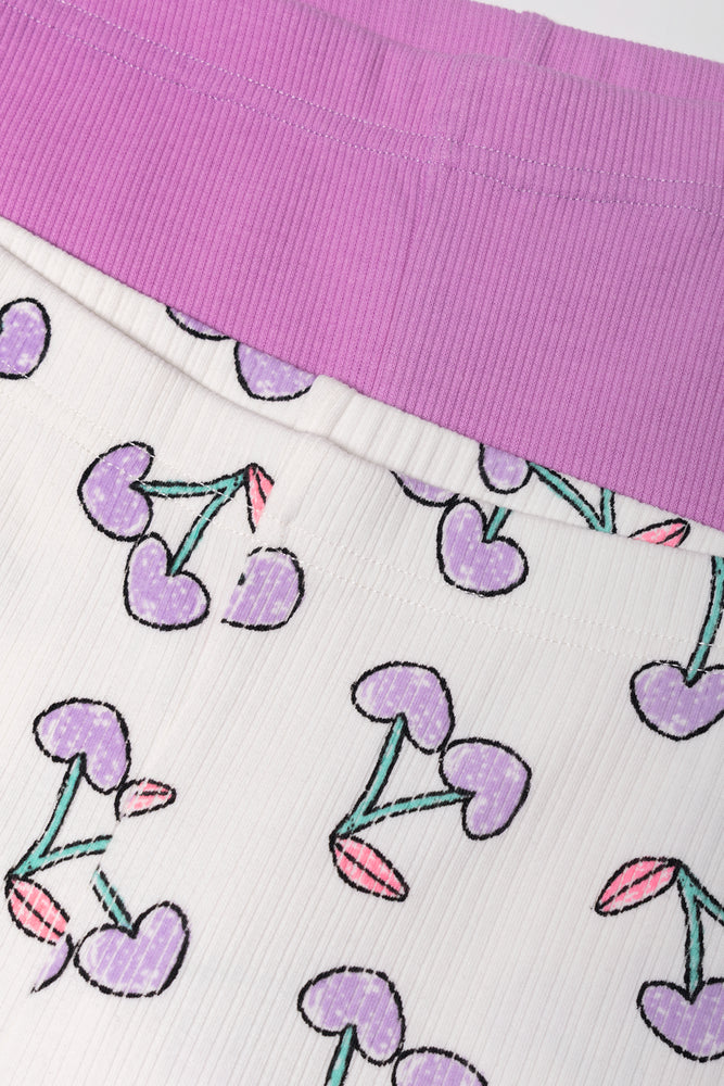 2 Pack Cherry Flare Leggings Cream And Purple