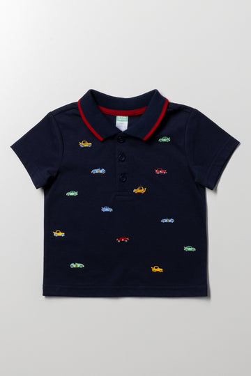 Embroidered Cars Golfer Navy