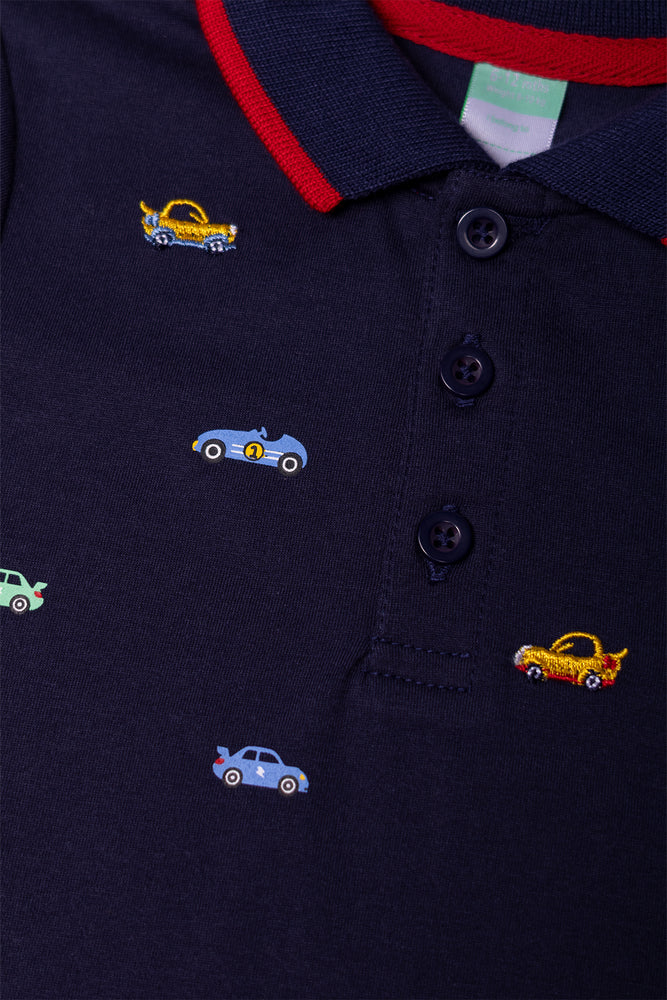 Embroidered Cars Golfer Navy (1)