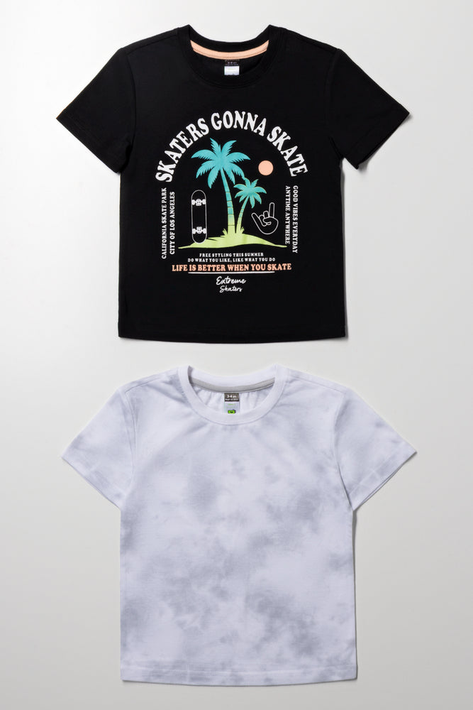 2 Pack Short Sleeve T-Shirts Black And Grey