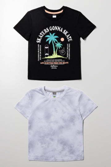 2 Pack Short Sleeve T-Shirts Black And Grey