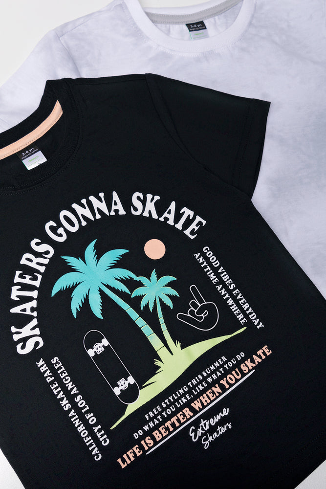 2 Pack Short Sleeve T-Shirts Black And Grey