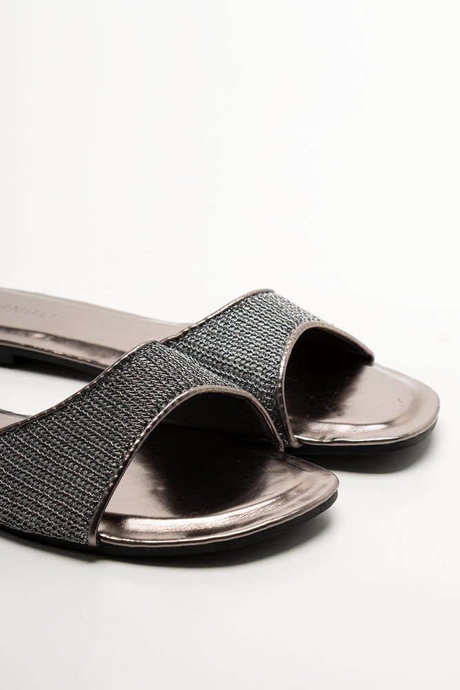 Metallic Mesh Mule Silver Grey (2)