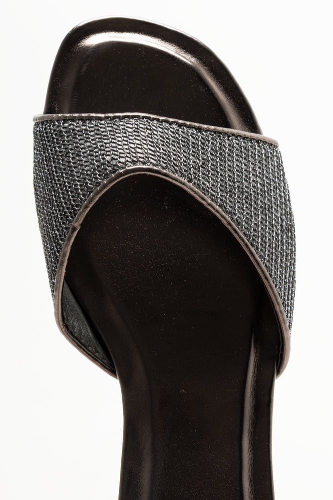 Metallic Mesh Mule Silver Grey (4)