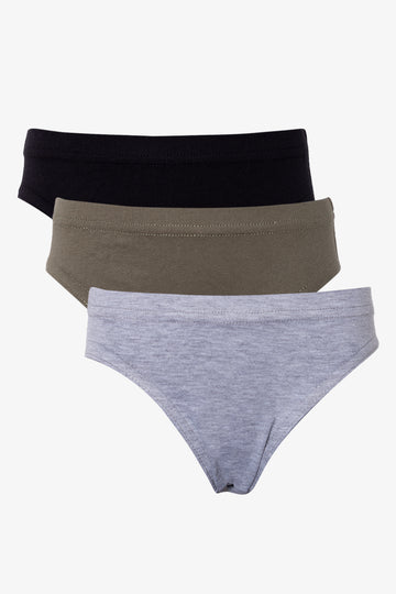3 Pack Briefs Grey, Green And Black