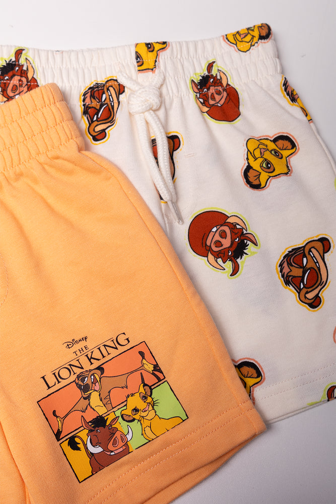 Lion King 2 Pack Knit Shorts Orange And Natural (1)
