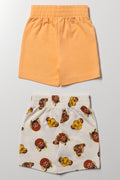 Lion King 2 Pack Knit Shorts Orange And Natural (2)