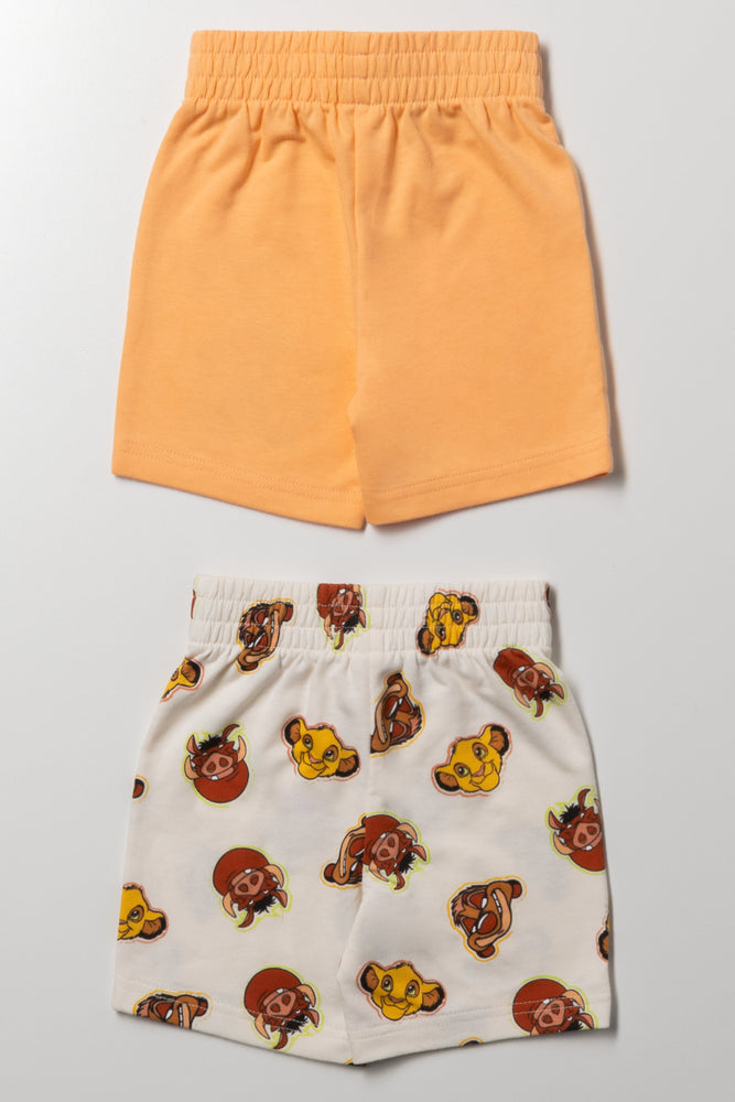 Lion King 2 Pack Knit Shorts Orange And Natural (2)