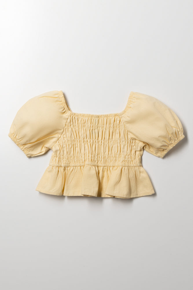 Smocked Bodice Top Yellow (2)