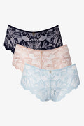 3 Pack Boyleg Lace Panties Black, Natural And Blue (1)