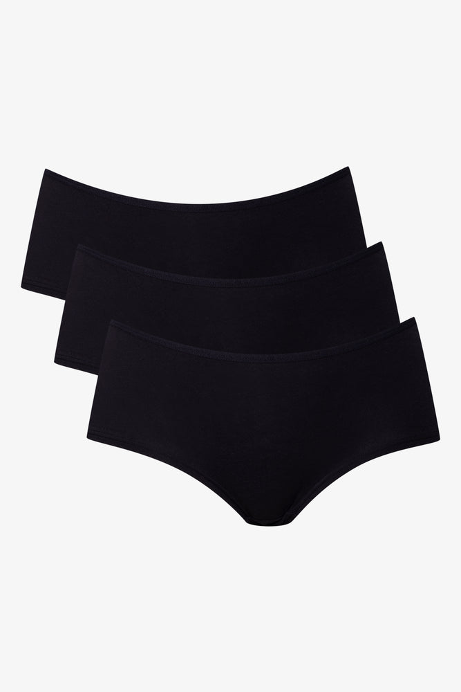 3 Pack Cotton Boyleg Panties Black