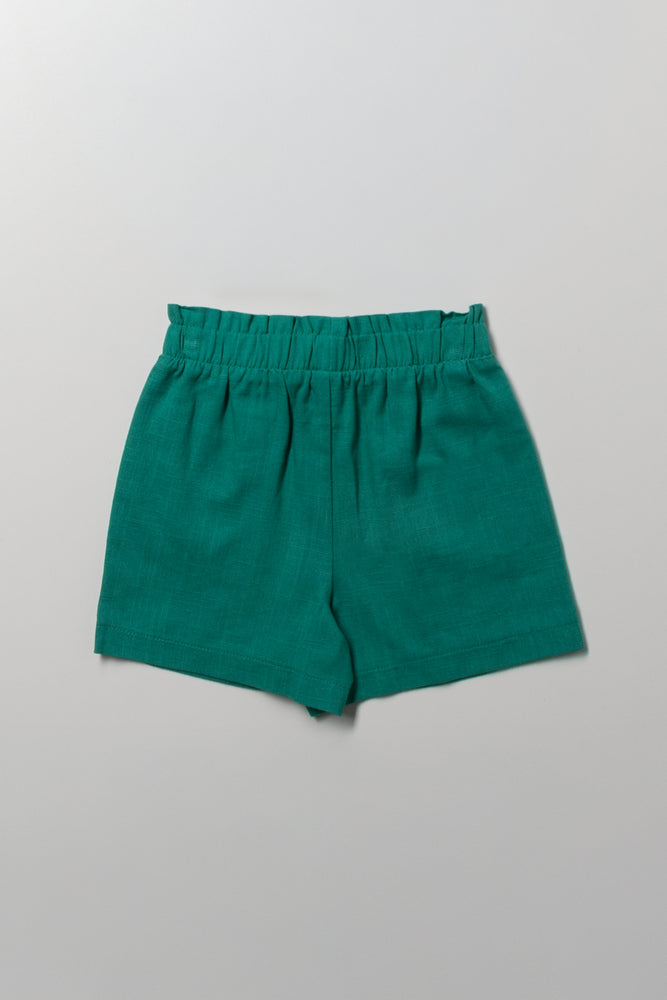 Linen Shorts Green (3)