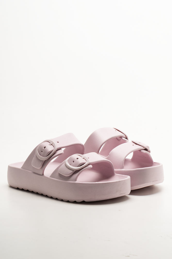 Double Buckle Slides Pink