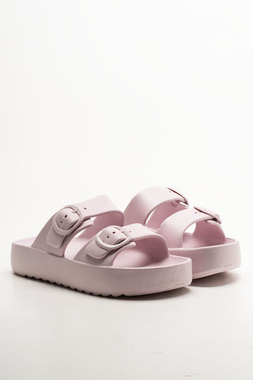 Double Buckle Slides Pink