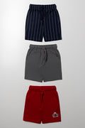 3 Pack Shorts Navy, Charcoal And Red