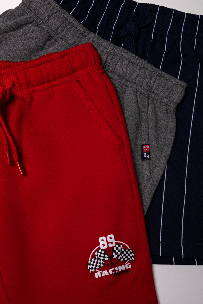 3 Pack Shorts Navy, Charcoal And Red (1)