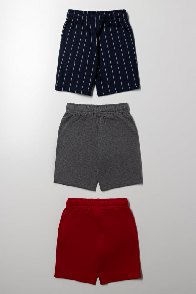 3 Pack Shorts Navy, Charcoal And Red (2)
