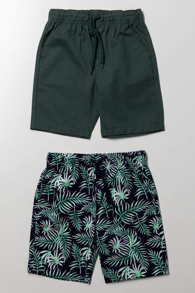 2 Pack Tropical Shorts Gren & Navy