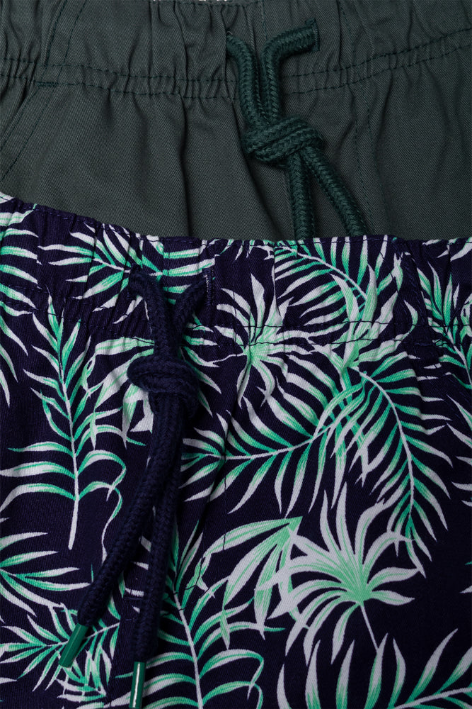 2 Pack Tropical Shorts Gren & Navy