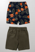 2 Pack Tropical Shorts Navy And Green (2)