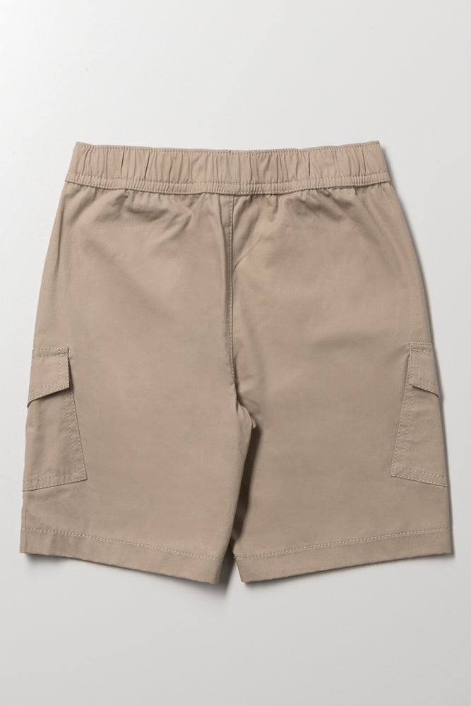 Buckle Trim Cargo Shorts Natural (2)