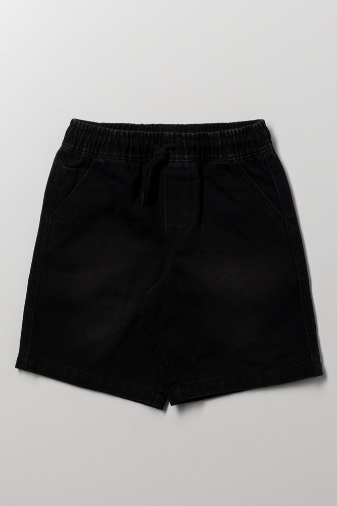 Relaxed Denim Shorts Black