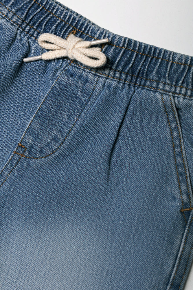 Relaxed Denim Shorts Light Blue