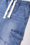 Skinny Cargo Denim Joggers Light Blue (1)