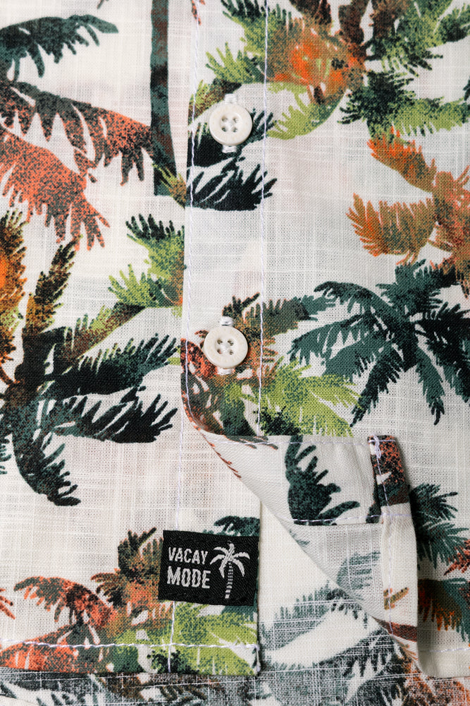 Short Sleeve Linen Blend Palm Tree Shirt Multicolour (2)