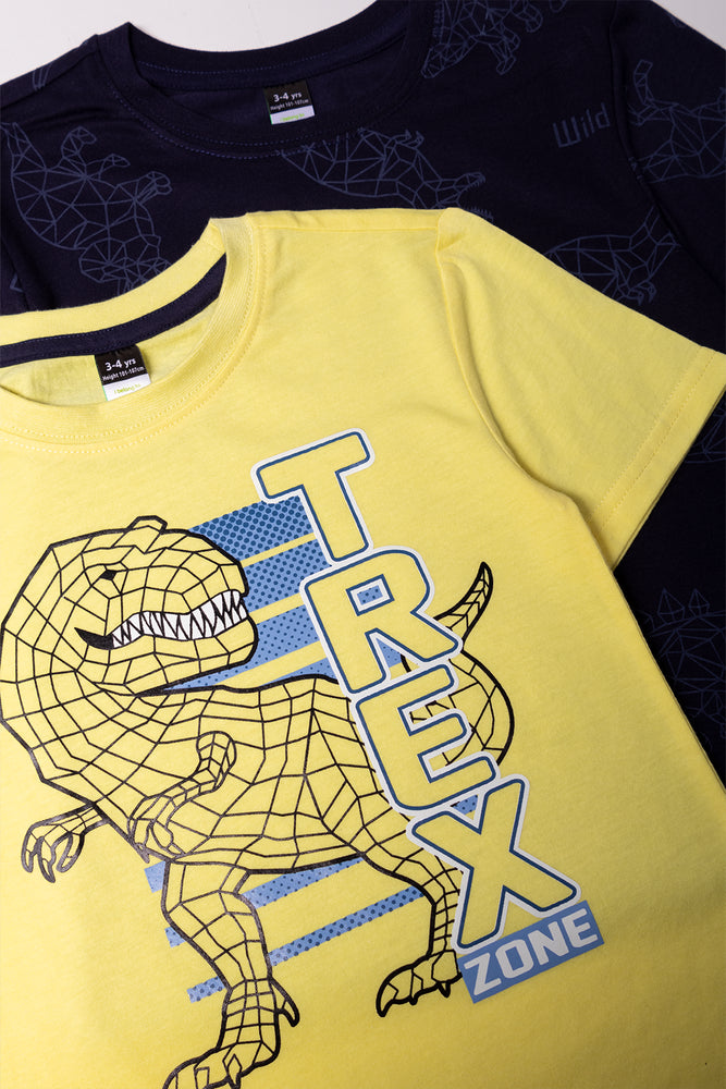 2 Pack Short Sleeve T-Shirts Navy And Yellow