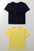 2 Pack Short Sleeve T-Shirts Navy And Yellow (2)