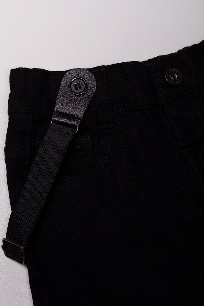 Braces Denim Shorts Black