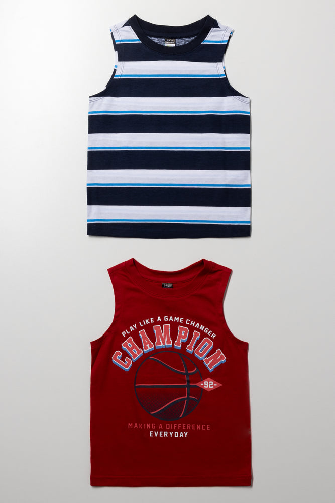 2 Pack Sleeveless T-Shirts Red And Blue