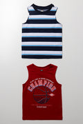 2 Pack Sleeveless T-Shirts Red And Blue