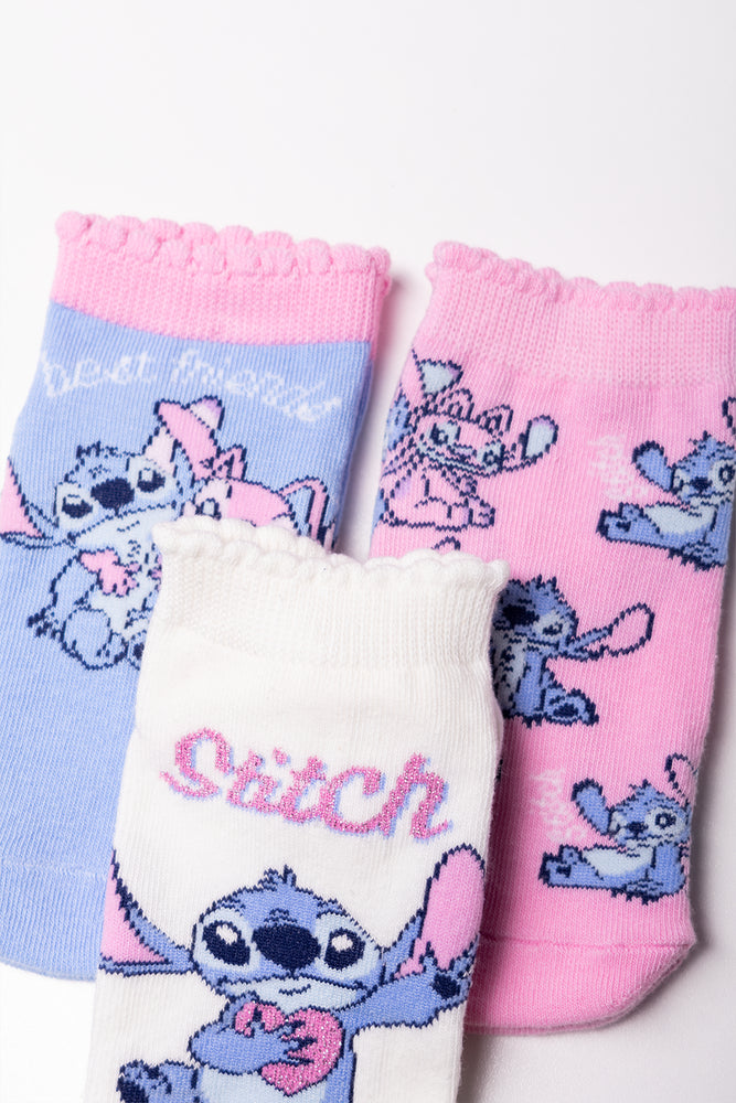 Lilo And Stitch 3 Pack Socks Pink (1)