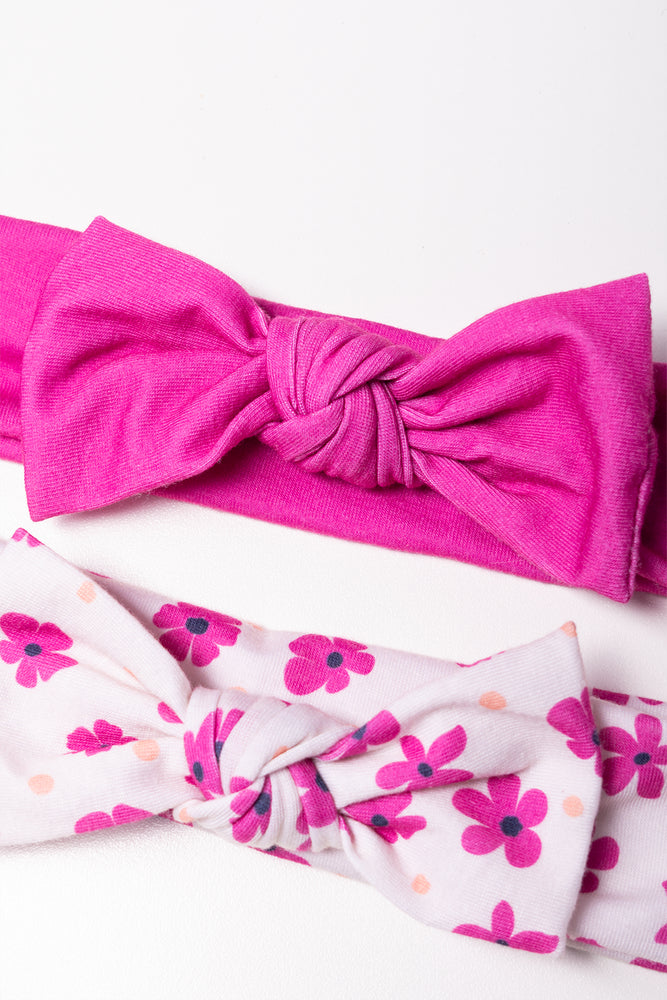 2 Pack Flower Headbands Pink