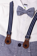 Braces Shorts And Shirt Set White And Blue (1)
