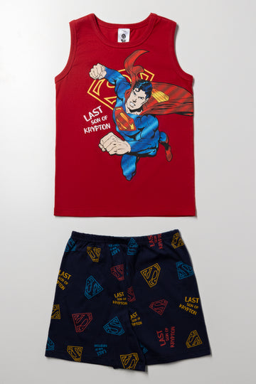 Superman Sleeveless Pyjamas Red