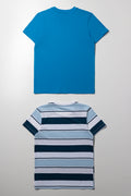 2 Pack Stripe Short Sleeve T-Shirts Blue (2)