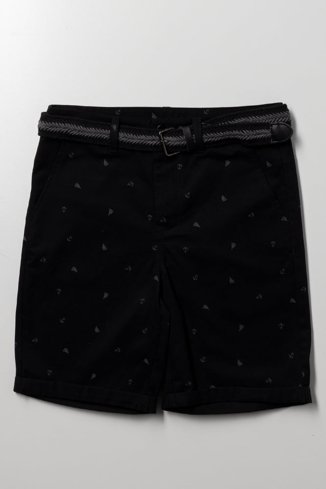 Belted Chino Shorts Black