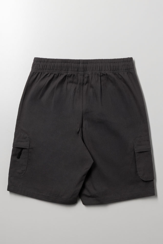 Zip Pocket Cargo Shorts Dark Grey (2)
