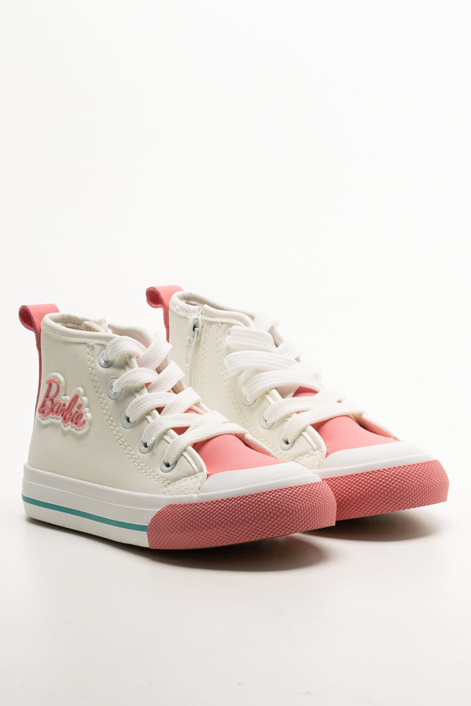 Barbie High Top Sneakers White And Pink