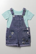 Sequin Shell Dungaree Set Blue