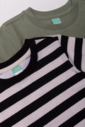 2 Pack Short Sleeve T-Shirts Green And Cream (1)