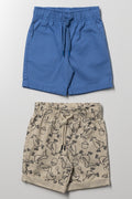 2 Pack Shorts Blue And Natural