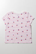 Strawberry Stripe Short Sleeve T-Shirt Pink (2)