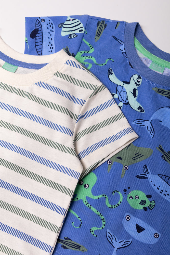 2 Pack Sea Animal T-Shirts Blue And Cream (1)