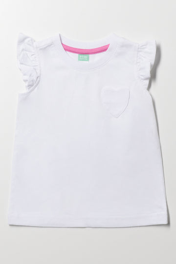 Frill Sleeve Vest White